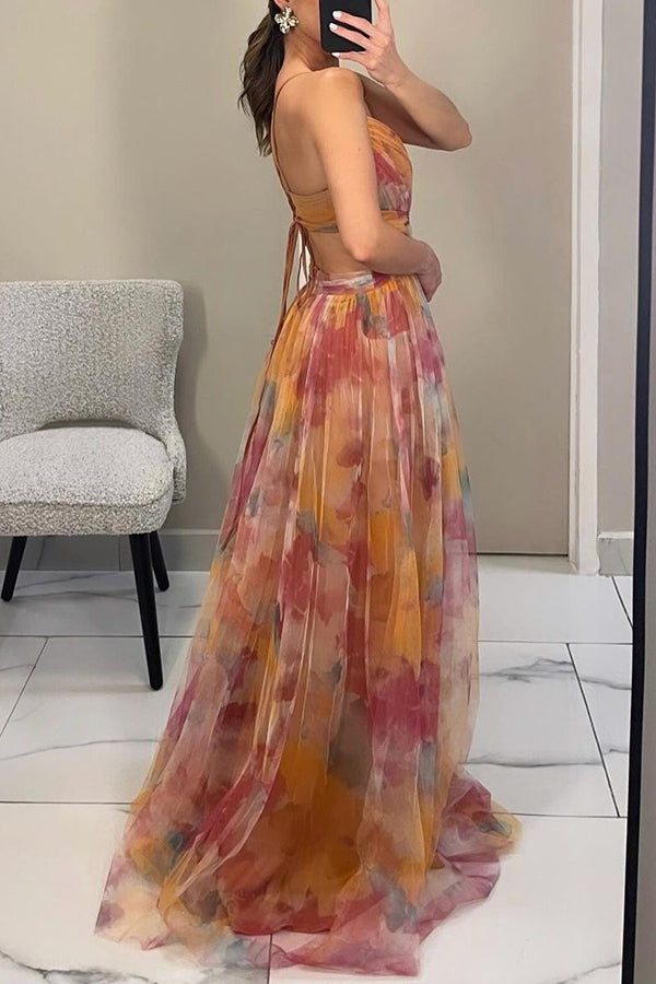 Damen Maxikleid mit Faltenrock Lang und Elegantem Schnitt