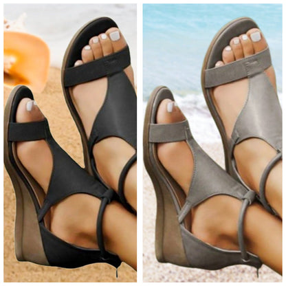 Damen Orthopädische Sandalen Leder Komfortabsatz
