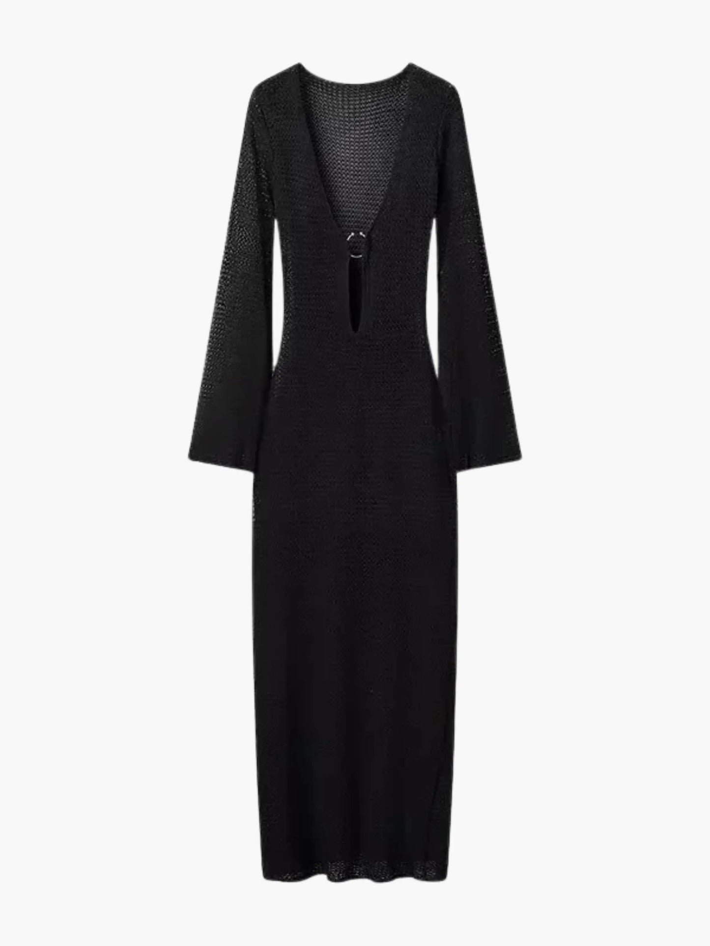 Lila Damen Maxikleid Strick Langkleid