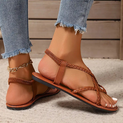 Damen Flache Sandalen Geflochten Sommer