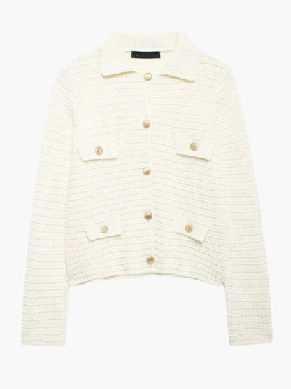 Damen Strickjacke Texturiert Mit Knöpfen Modern - Norvielle