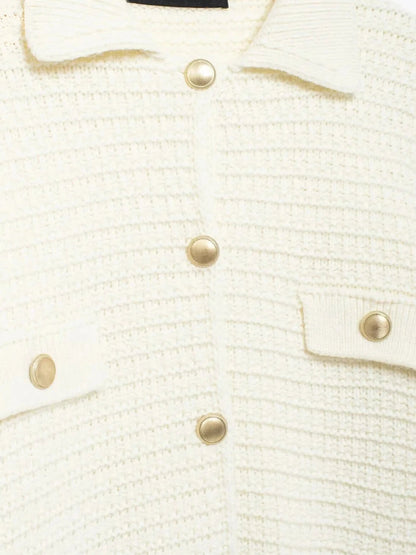 Damen Strickjacke Texturiert Mit Knöpfen Modern