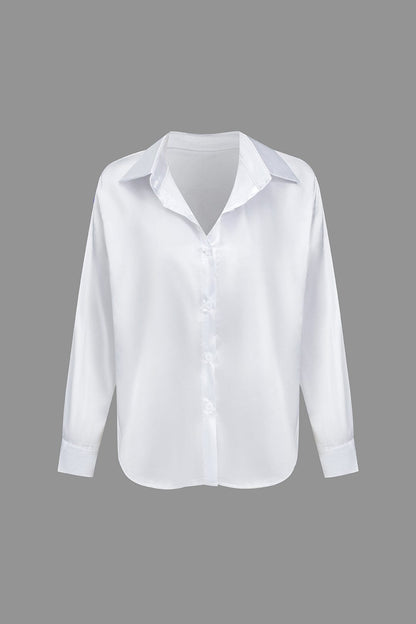 Damenbluse Langarm Seiden-Satin Elegante Bluse