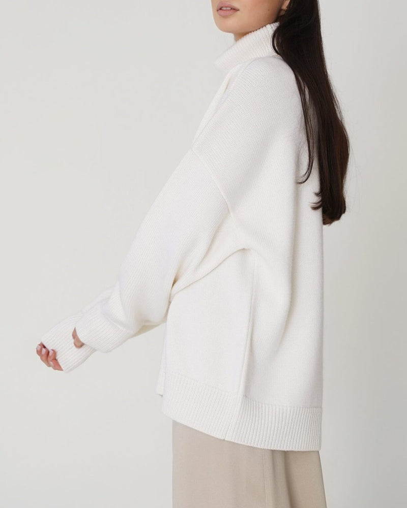 Damen Oversize Pullover Groß Lässig High Neck