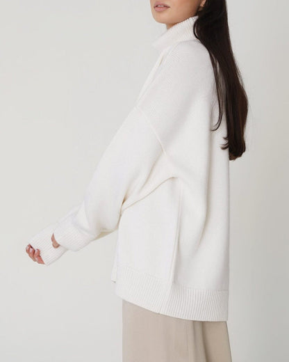 Damen Oversize Pullover Groß Lässig High Neck
