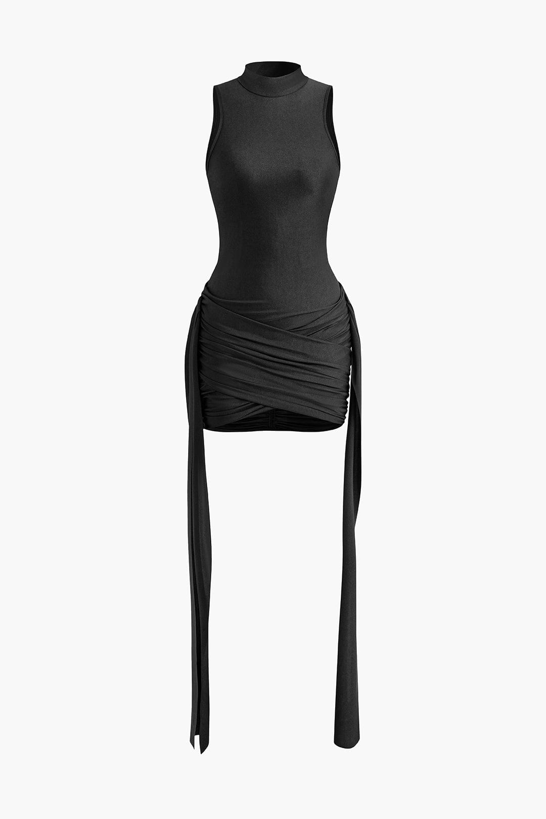 Elegantes Damen Minikleid Bodycon Hochhalter mit Drapierung