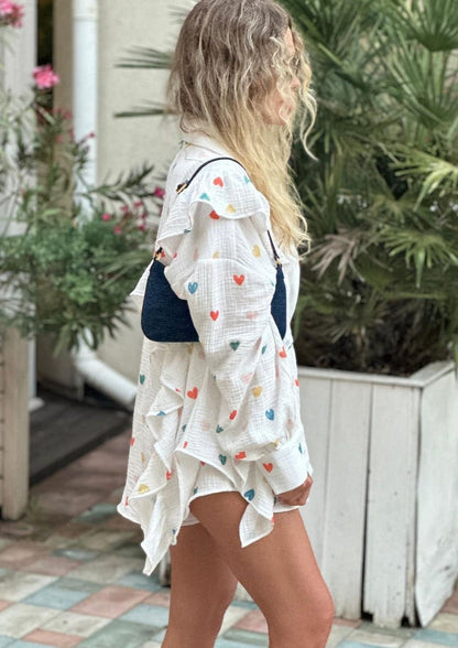 Herz-Print Damen Zweiteiler Sommeroutfit