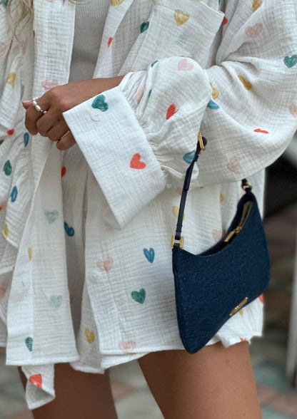 Herz-Print Damen Zweiteiler Sommeroutfit