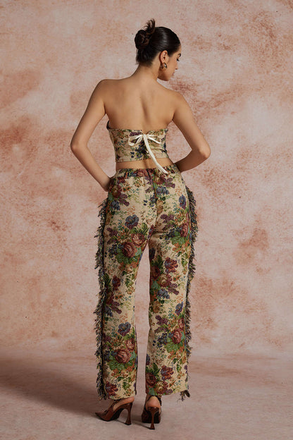 Damen Zweiteiler Set Bustier mit Cargohose Bestickt