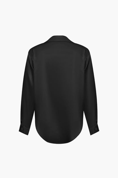 Damenbluse Langarm Seiden-Satin Elegante Bluse