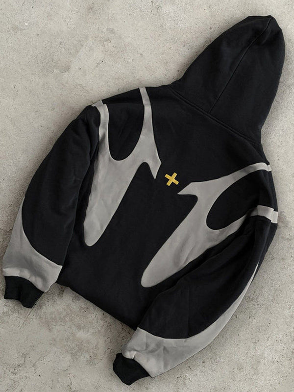 Herren Hoodie Übergroß Kontrastfarben Langärmlig Y2K Stil