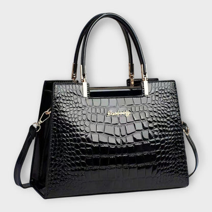 Damen Handtasche Klassisch Leder Schwarz - Norvielle