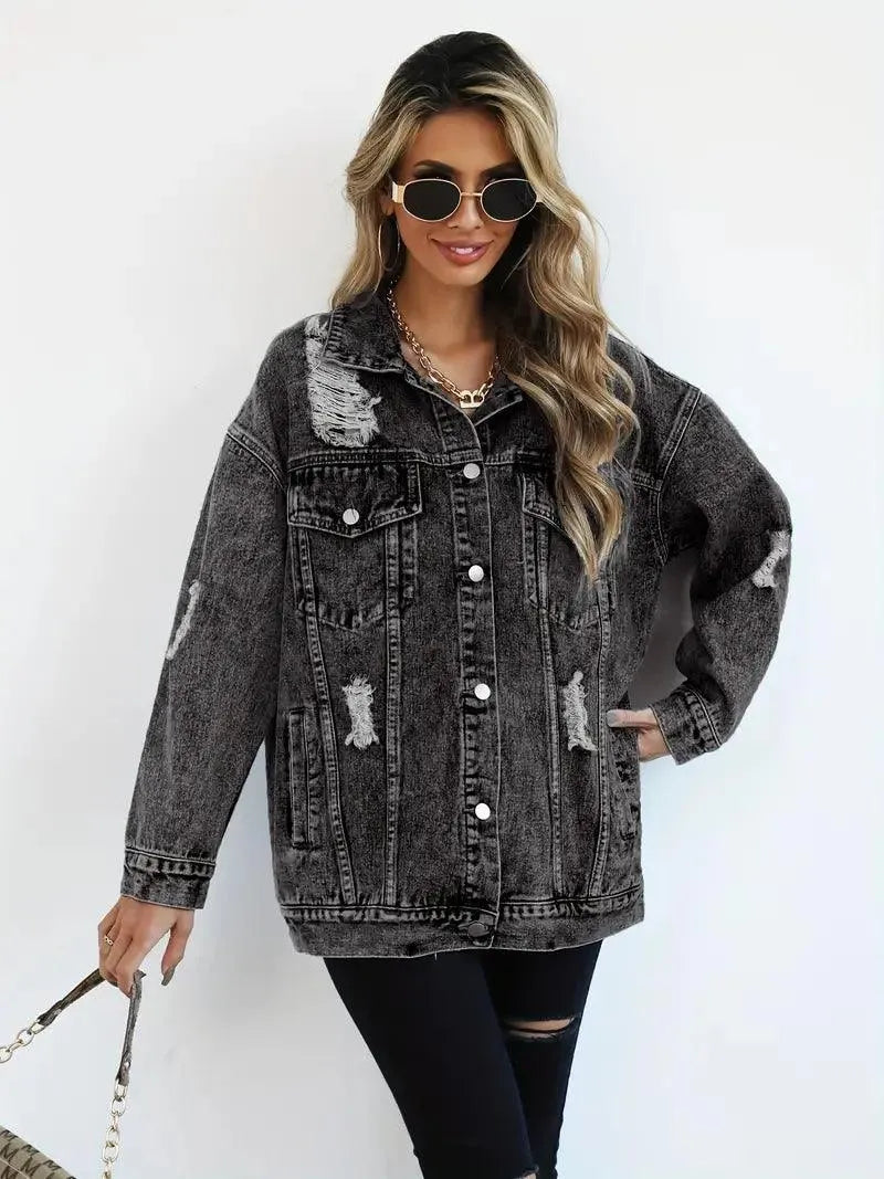 Damen Oversized Jeansjacke Groß Trendy