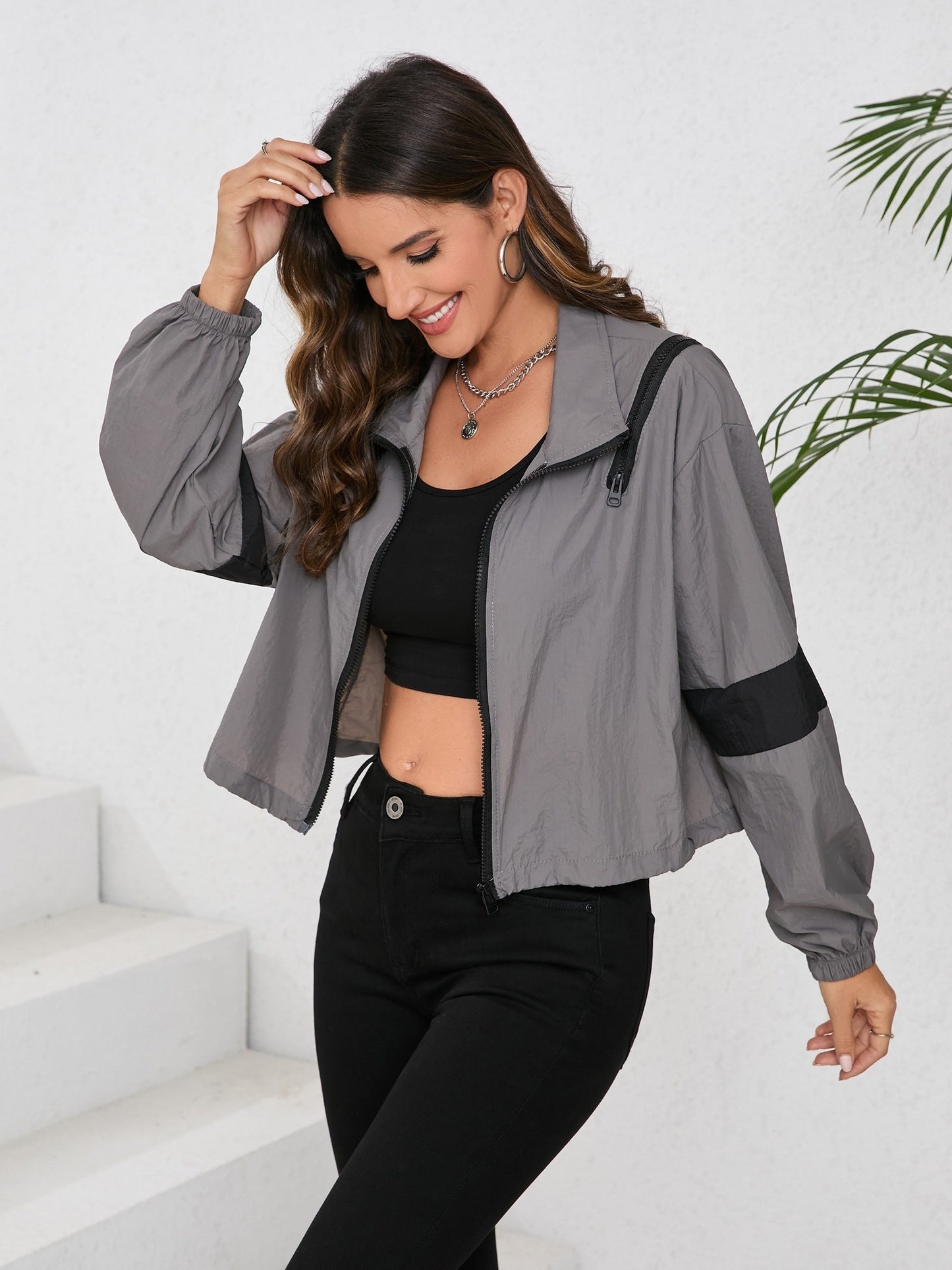 Wasserabweisende Damenwindbreakerjacke Sportlich