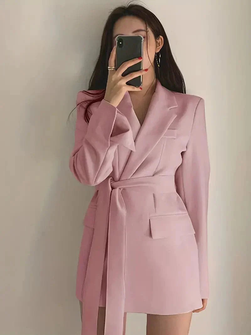 Norvielle Damen Blazer Kleid Taillierte Passform Mini Länge
