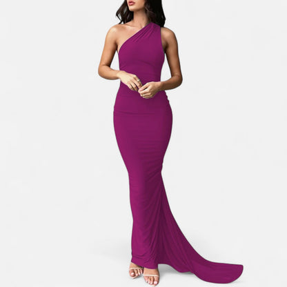Damen Neckholder Maxikleid Ein Schulter Sommerkleid