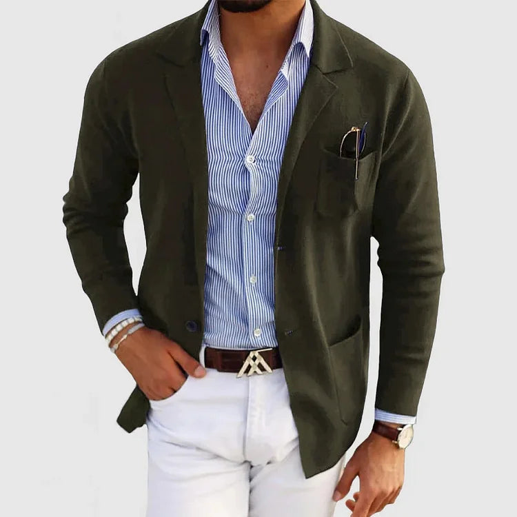 Herren Blazer Slim Fit Modern Revers Knöpfe