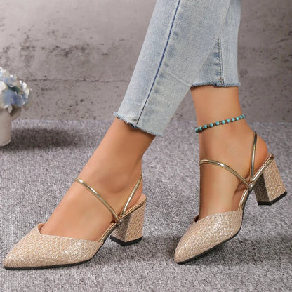 Damen Stilettos Pumps Glitter Gold - Norvielle