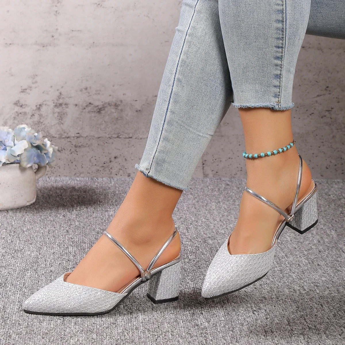 Damen Stilettos Pumps Glitter Gold