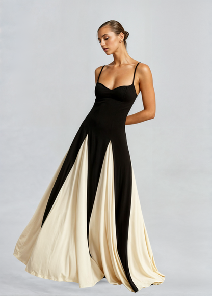 Elegantes Damen Maxikleid mit V-Ausschnitt und Rüschen