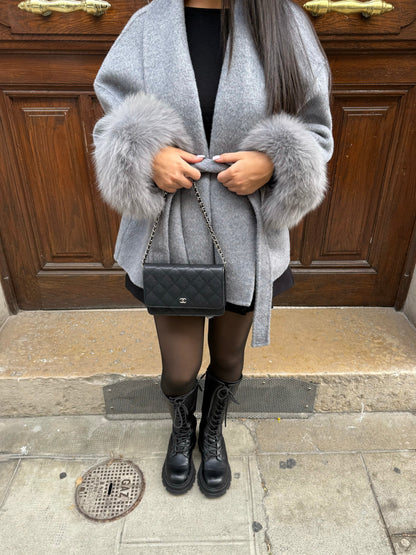 Damen Mantel Faux-Fur Luxe Damencoat Mit Gürtel