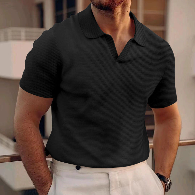 Herren Poloshirt Waffelstruktur Lässig Modern