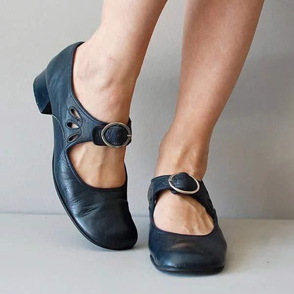 Damen Orthopädische Keilsandalen Leder Verstellbare Schnalle