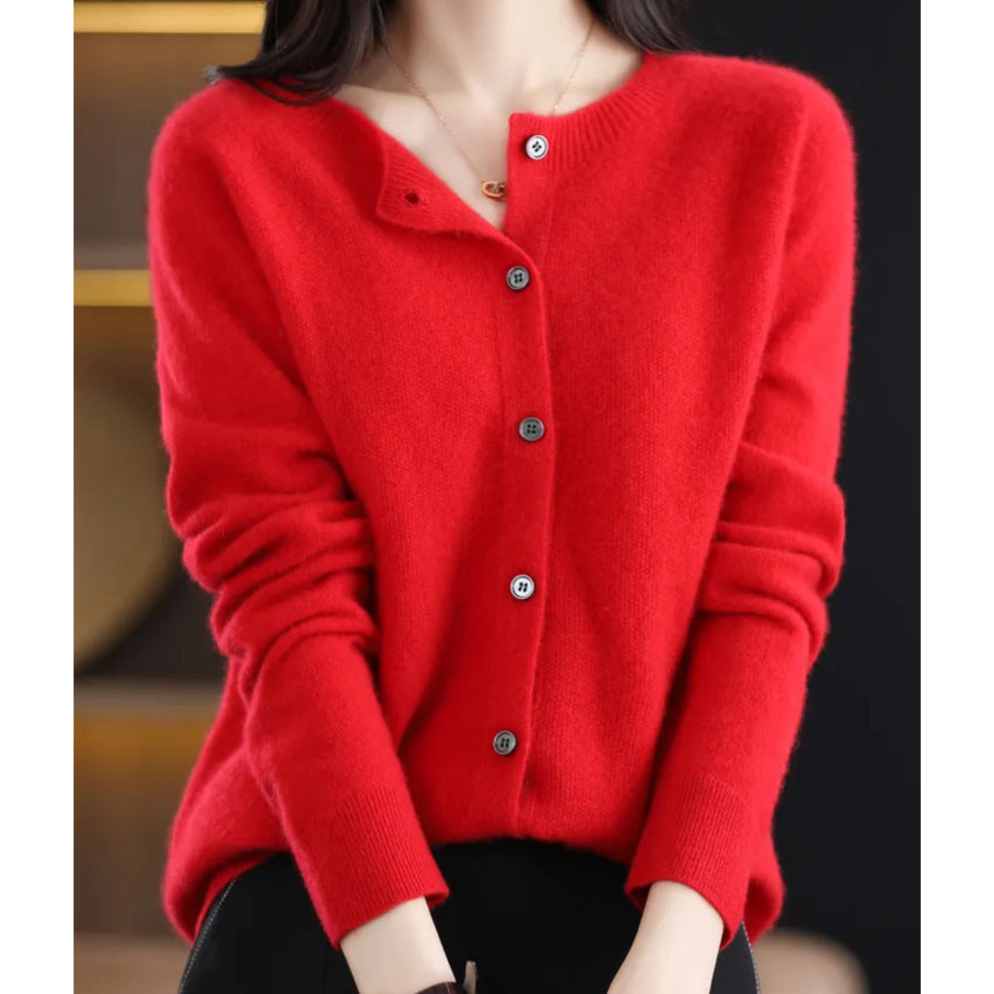 Damen Strickjacke Klassisch Knöpfe Elegance