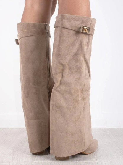 Damen Stiefel Suede Elegant Gold