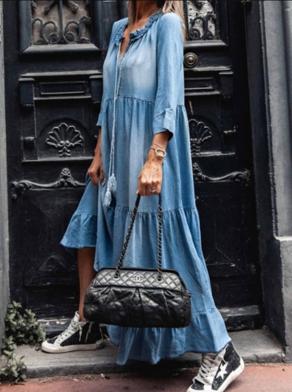 Damen Maxikleid Boho-Stil Gewaschenes Look - Norvielle