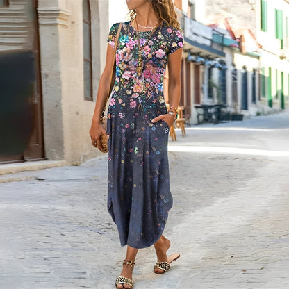 Damen Sommerkleid Blumenmuster Lässig Elegant