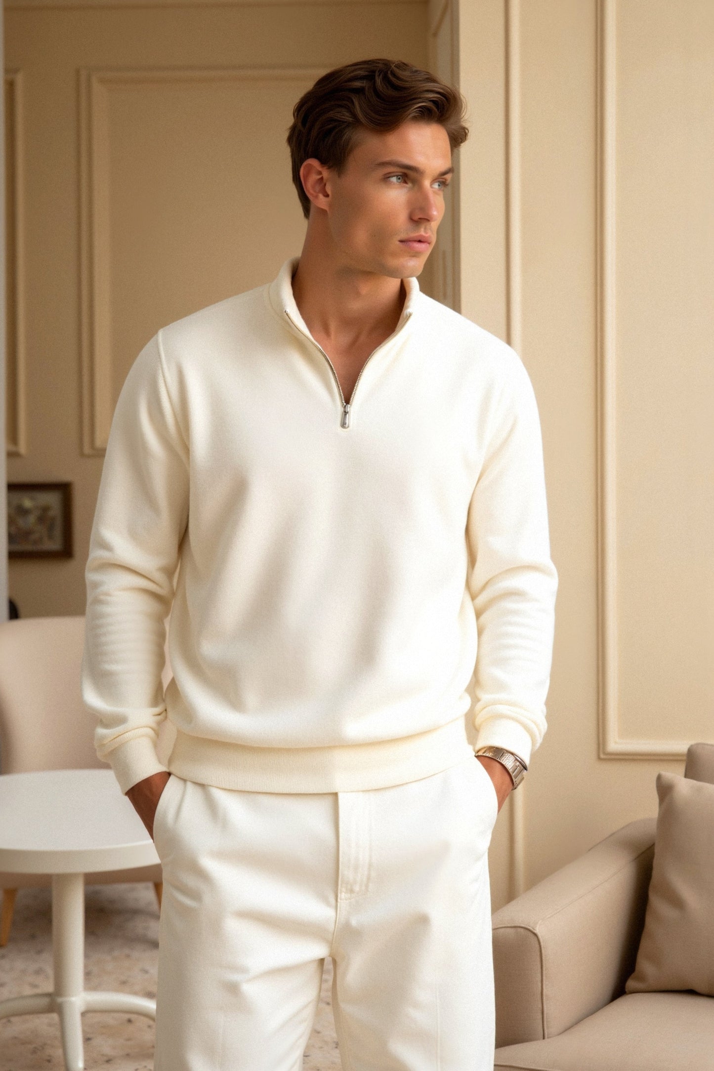 Herren Fleecepullover Reißverschluss Modern Wärmer
