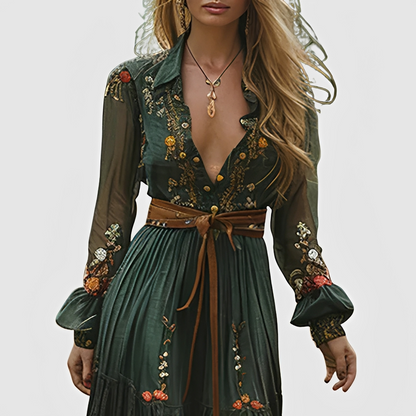 Damen Maxi-Kleid Sommerlang Blumenmuster