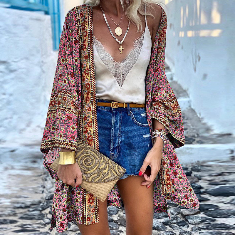 Damen Boho Cardigan Elegant Lang