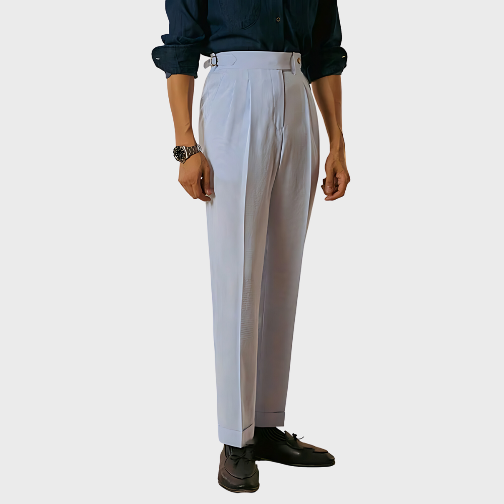 Damen Nadelstreifenhose Taillenhohe Mit Gürtel - Norvielle