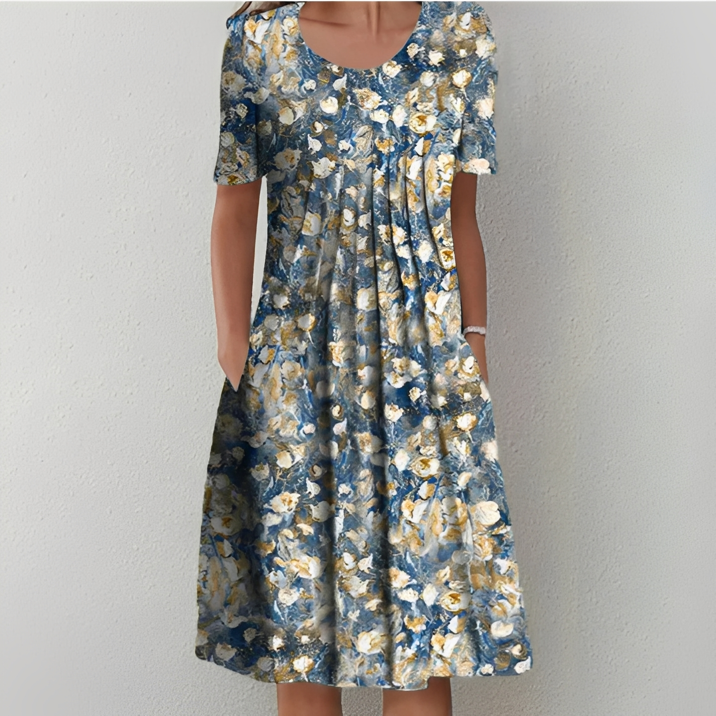 Damen Sommerkleid Kurz Elegant Baumwolle