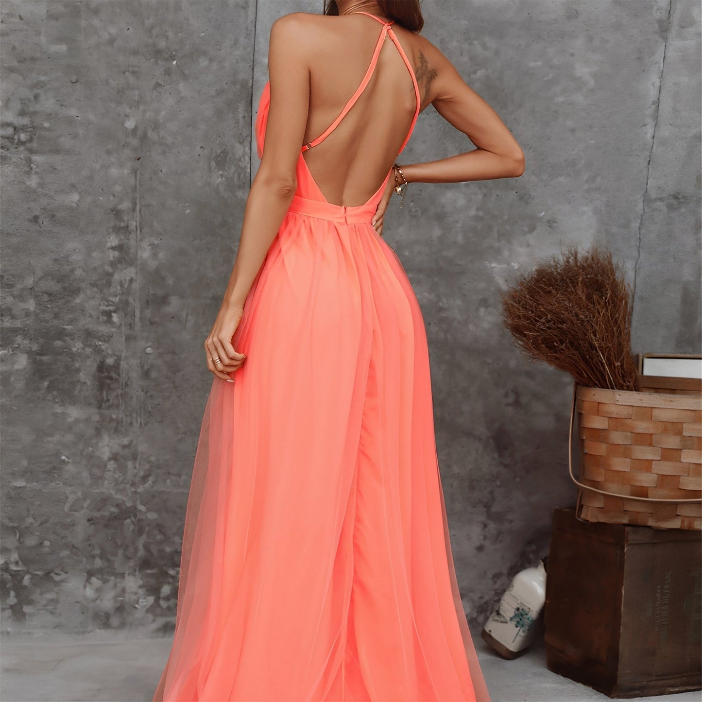 Damen Abendkleid Lang V-Ausschnitt Elegantes