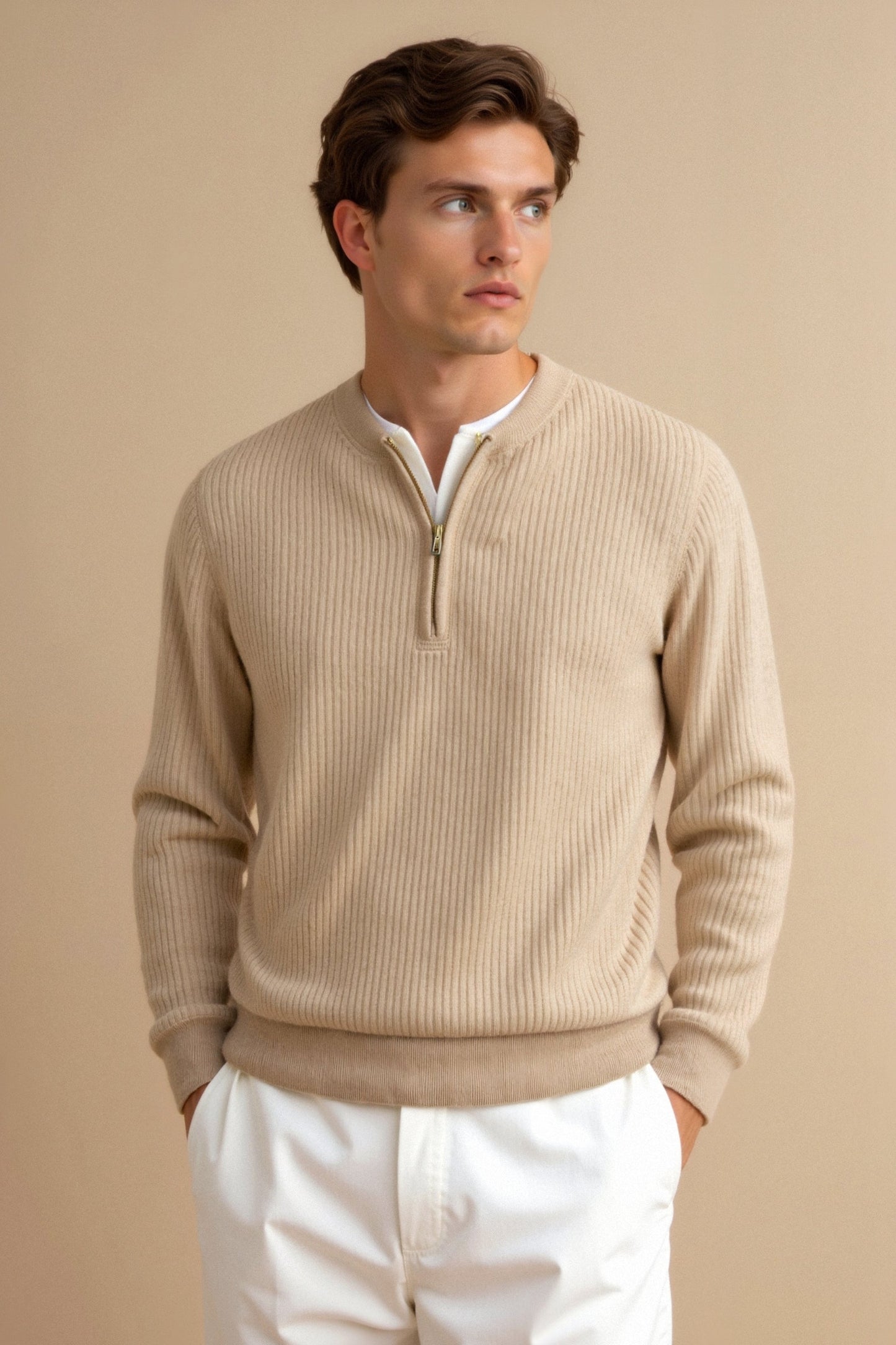 Strickpullover Reißverschluss Komfortmode Zeitlos