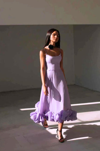 Damenkleid Hochzeitsgast Rüschen Elegant