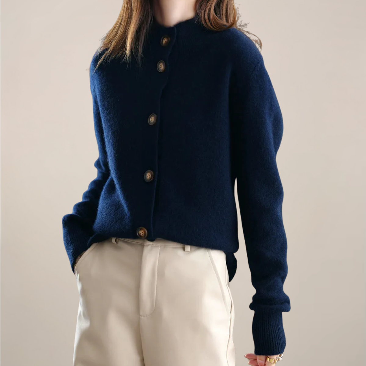 Damen Cardigan mit Kragen und Knöpfen Modern