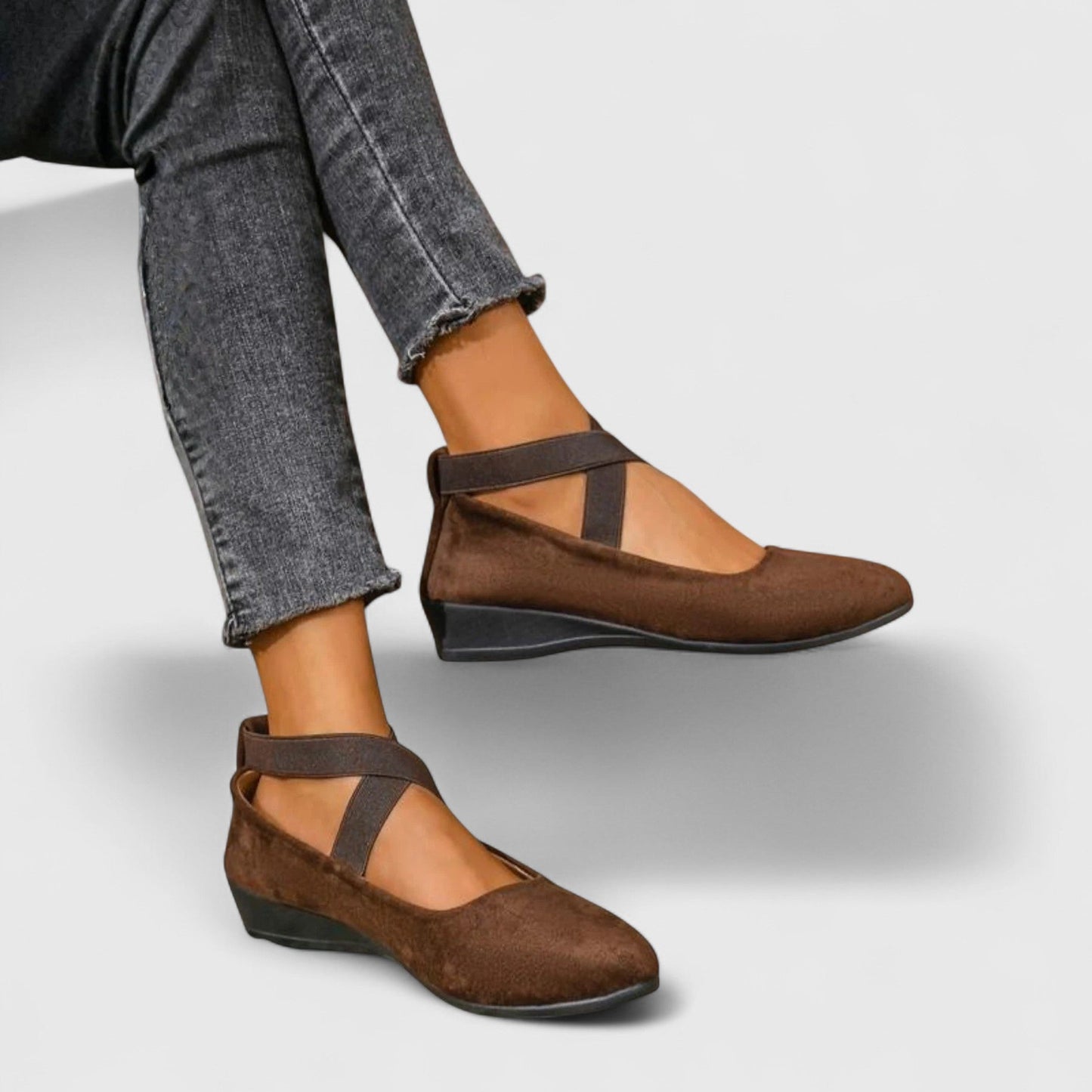 Damen Flats Rundzehen Keilabsatz Schuhe
