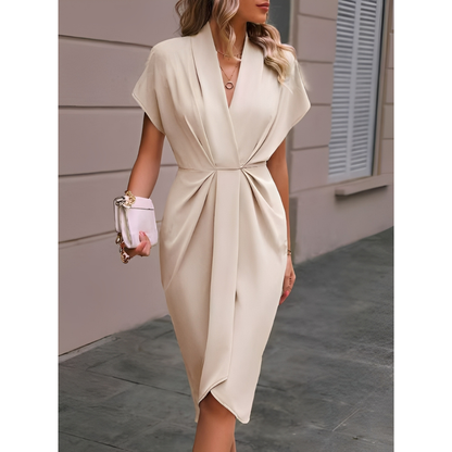 Damen Wickelkleid Midi Länge Elegant