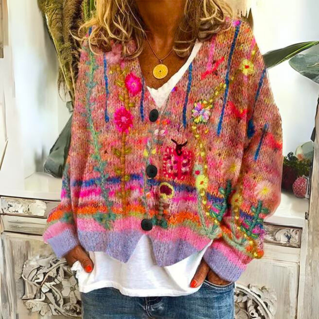 Damen Kuschelpullover Weich Warm Bunt
