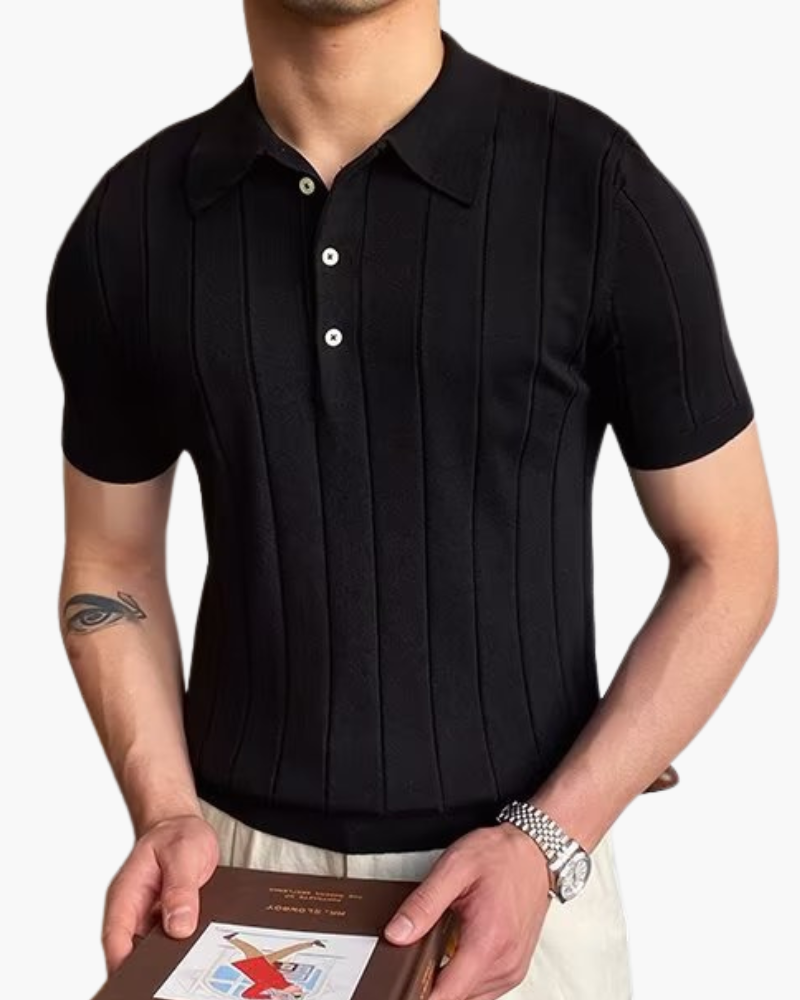 Herren Poloshirt Slim Fit Strickmuster Business
