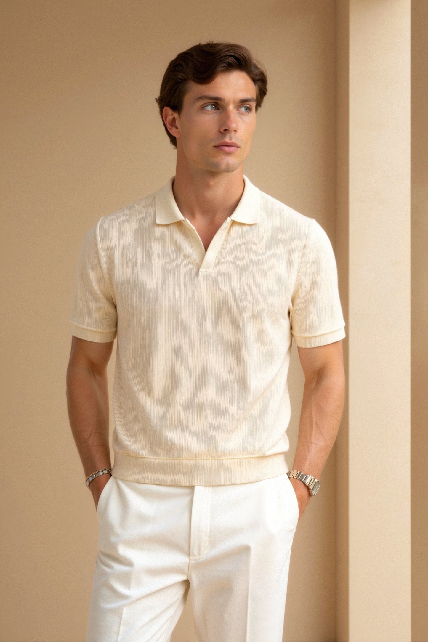 Herren Poloshirt Beige Elegantes Design - Norvielle