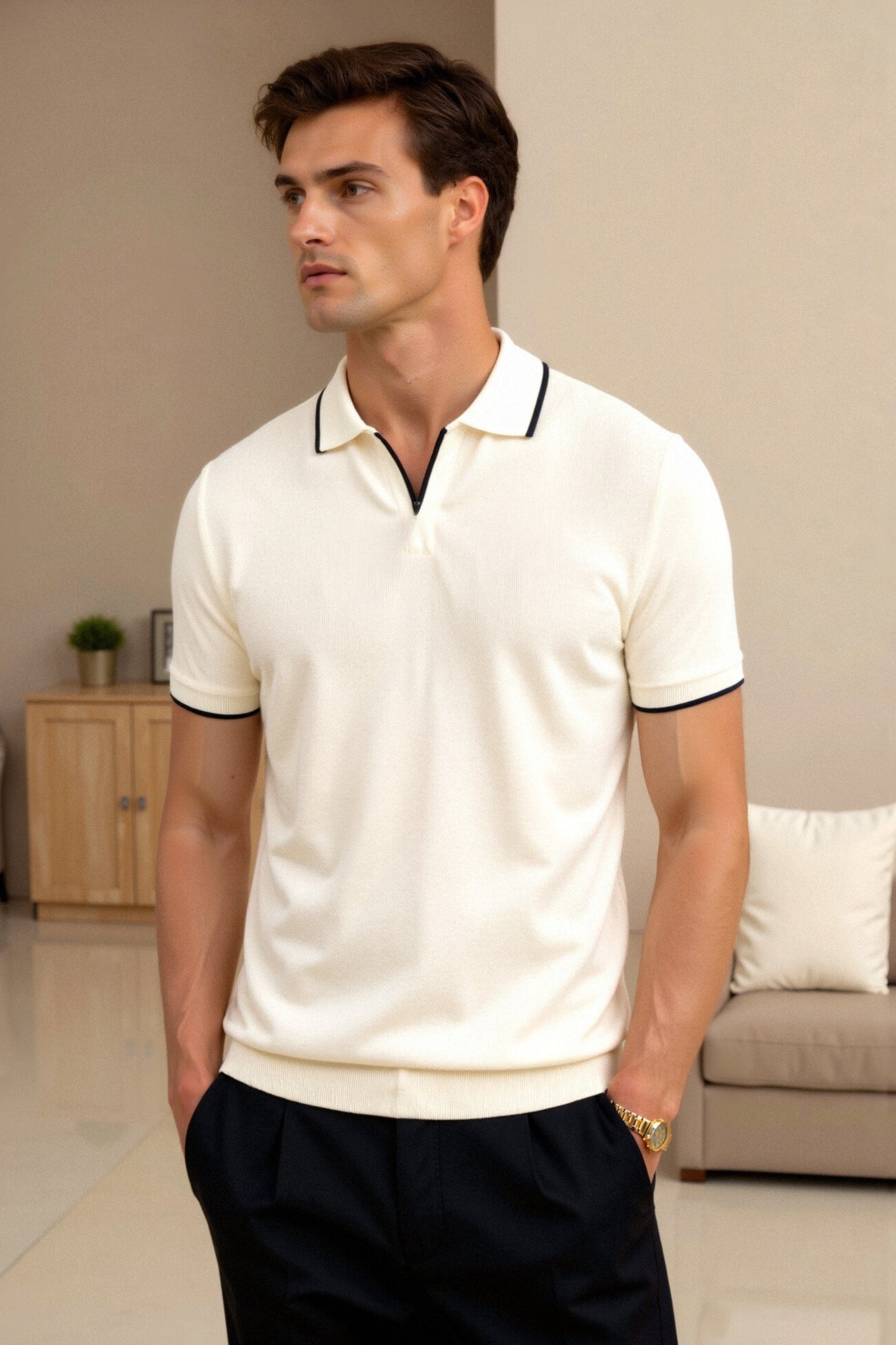 Herren Poloshirt Modernes Design Kontrastfarben Elegantes Aussehen - Norvielle