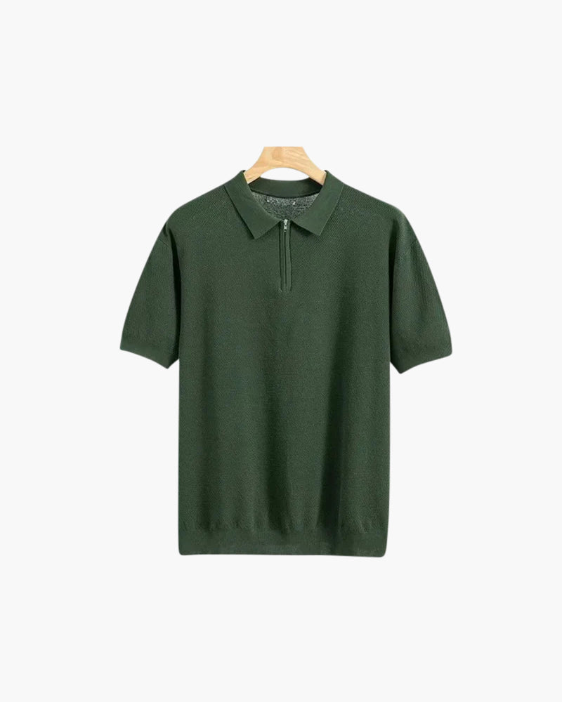 Herren Poloshirt Kurzarm Halbzipp Reißverschluss