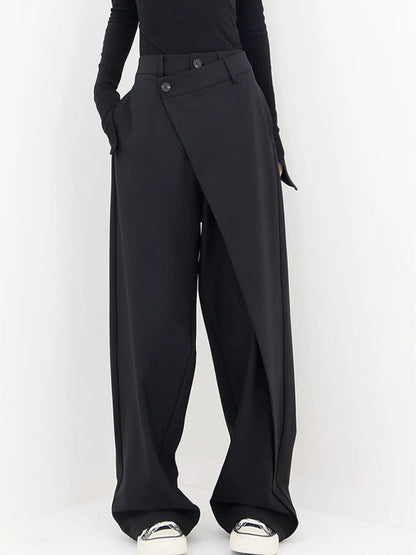 Damen Asymmetrische Hose Elegant Schwarz - Norvielle