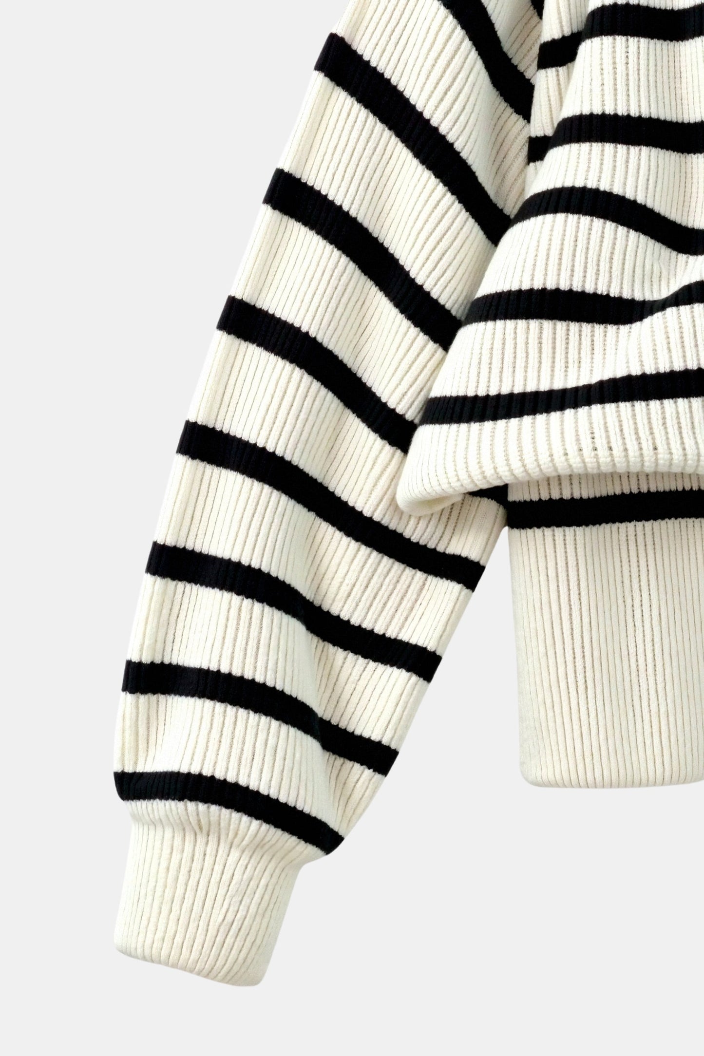 Damen Pullover Streifen Reißverschluss Kragen Modern