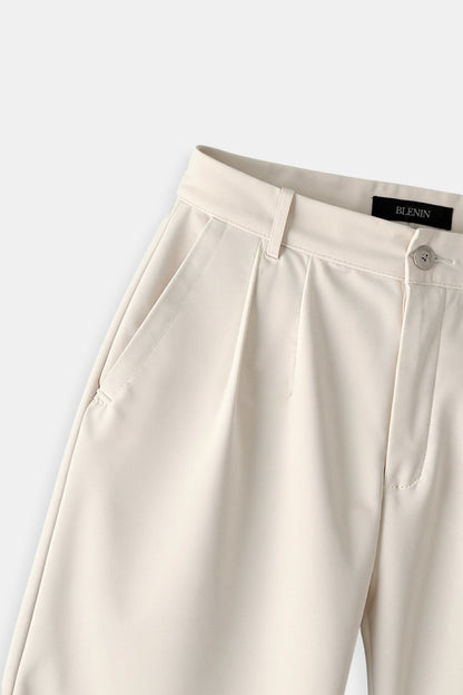 Damen Slim-Fit-Hose Bundfalten Umschlag